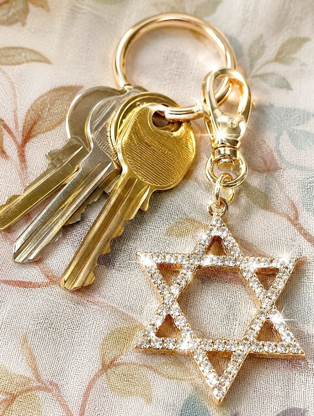 Star of David Gold Tone Jewish Charm Purse Pet Charm Keychain Zipper Pull NEW